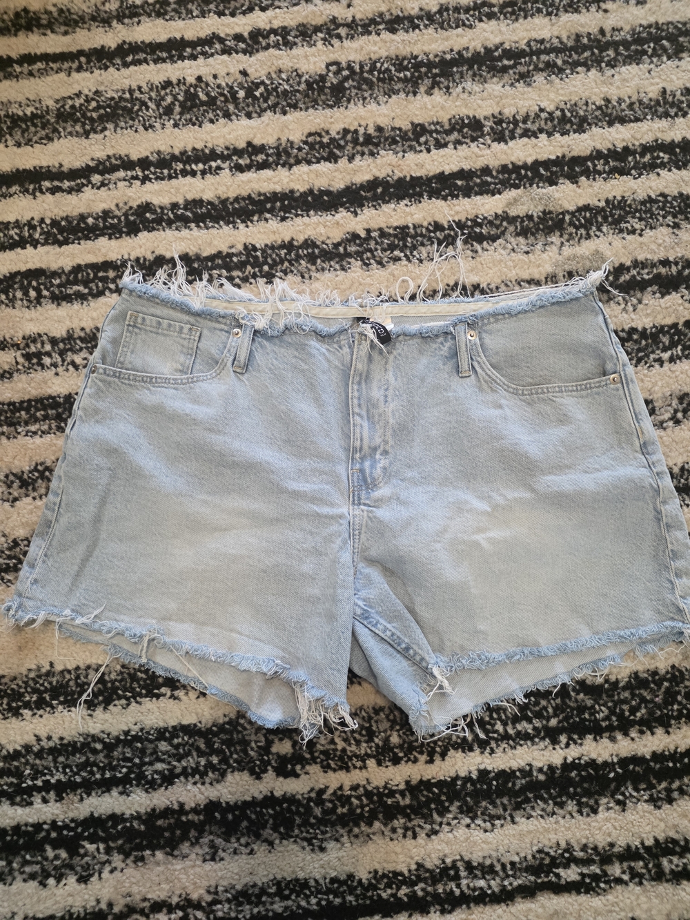 H&M Light Blue Frayed Hem Denim Shorts